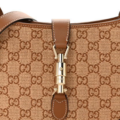 Gucci Raffia GG Supreme Monogram Calfskin Small Jackie 1961 Hobo Natural 8 of 10