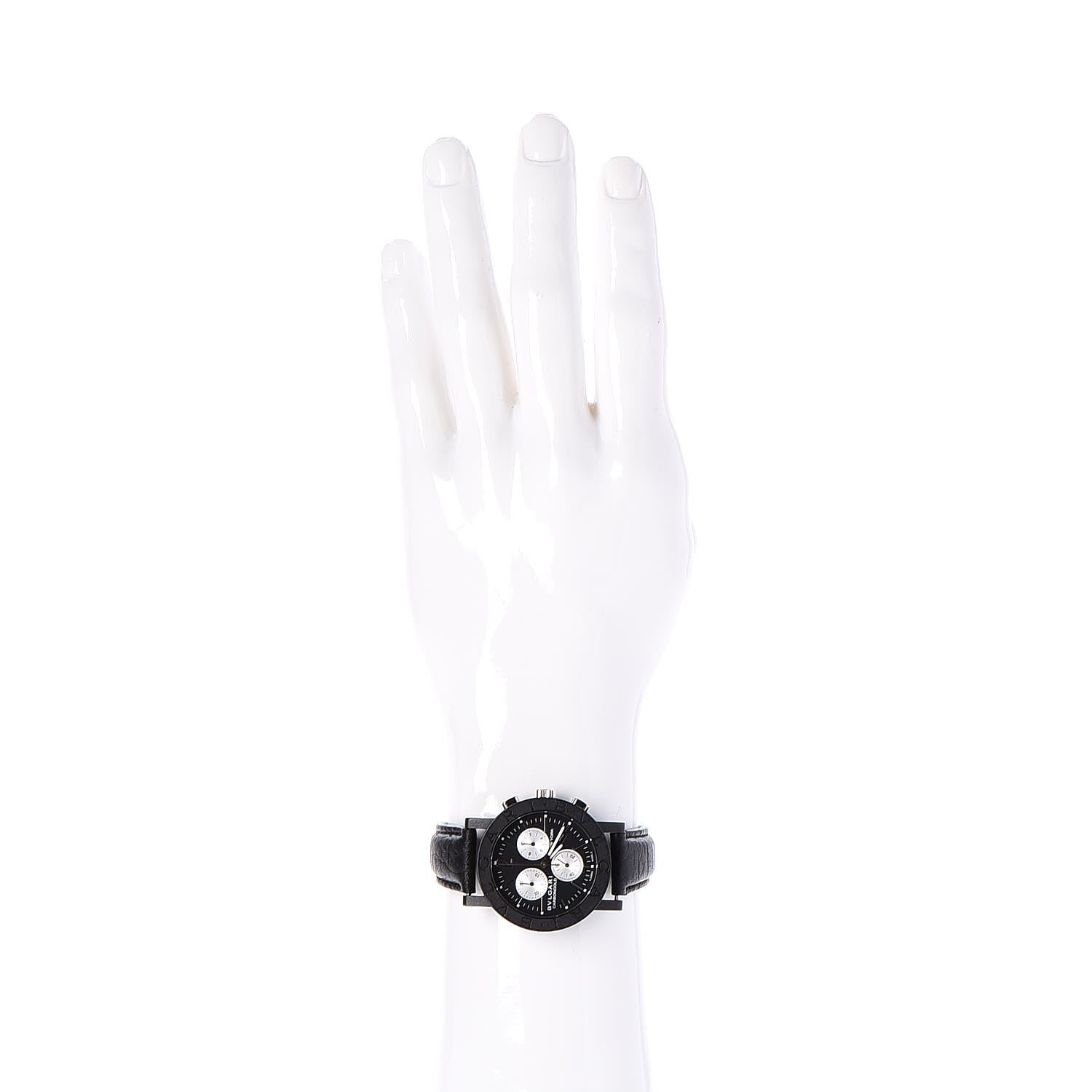 Bulgari Carbon Calfskin 38mm Marbella Quartz Watch Black 2 of 12
