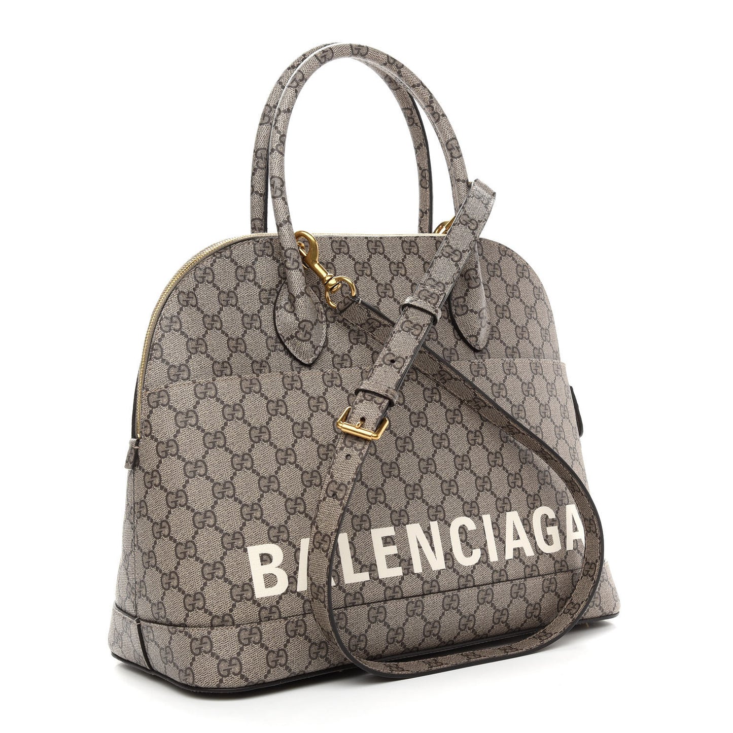 X GUCCI GG Supreme Monogram Medium Ville Top Handle Beige Ebony
