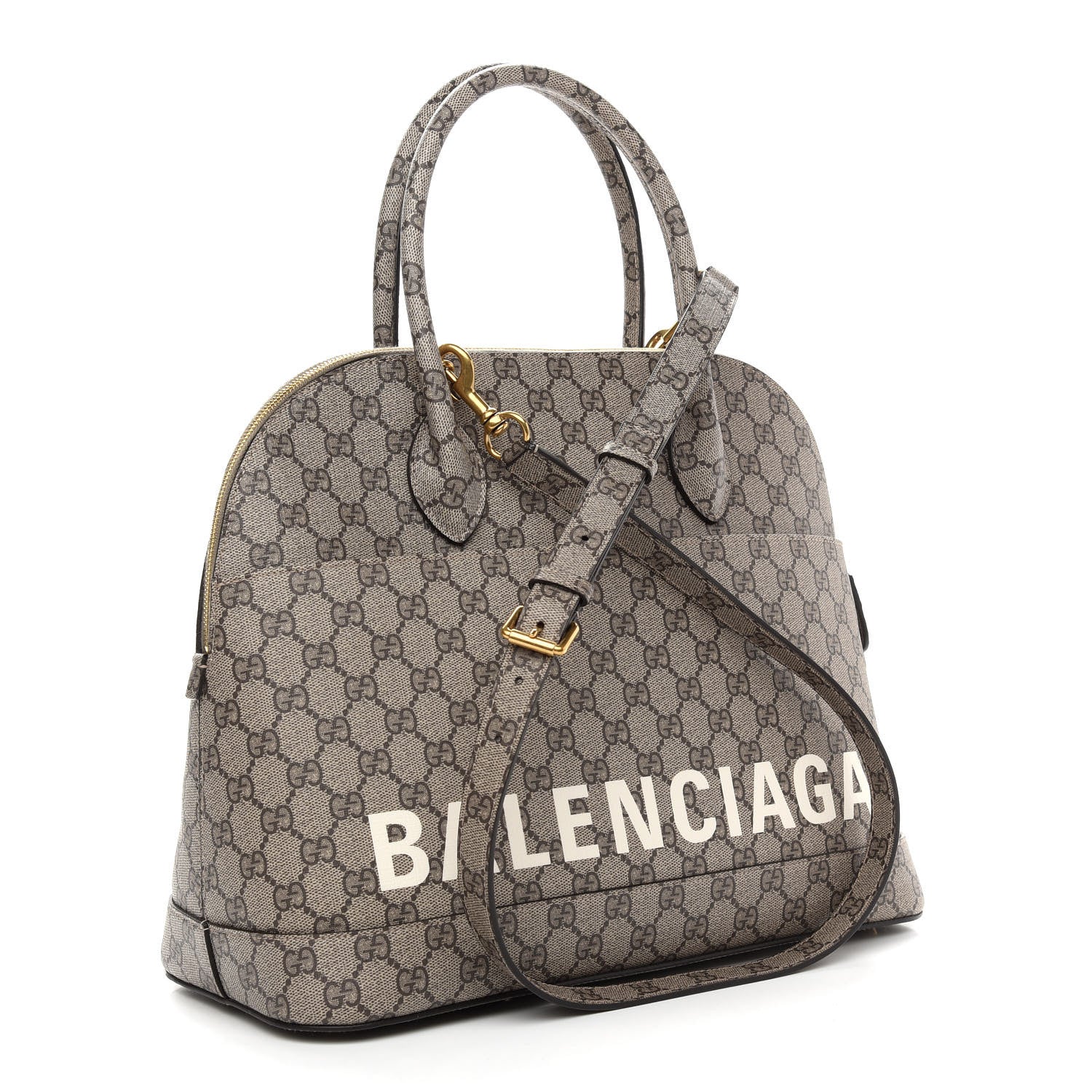 Balenciaga X GUCCI GG Supreme Monogram Medium Ville Top Handle Beige Ebony 3 of 9