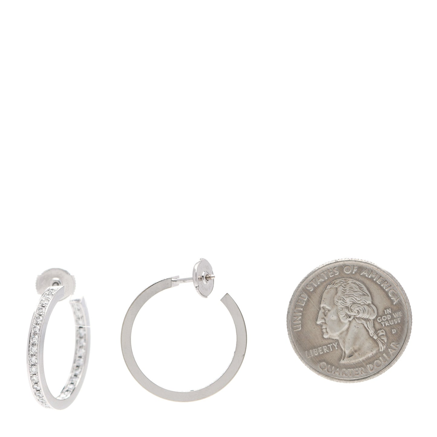 18K White Gold Diamond MM Inside Out Hoop Earrings