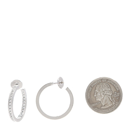 Cartier 18K White Gold Diamond MM Inside Out Hoop Earrings 2 of 7