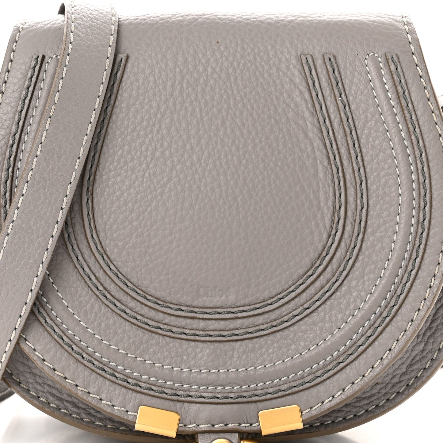 Calfskin Mini Marcie Round Crossbody Bag Cashmere Grey