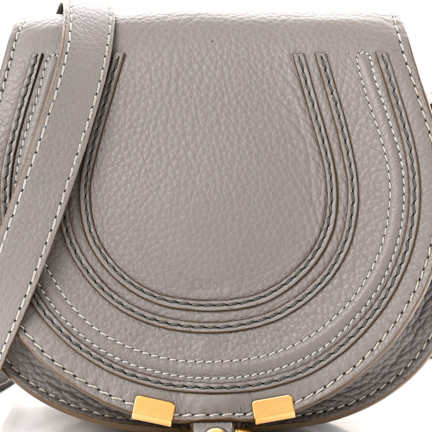 Chloe Calfskin Mini Marcie Round Crossbody Bag Cashmere Grey 8 of 12