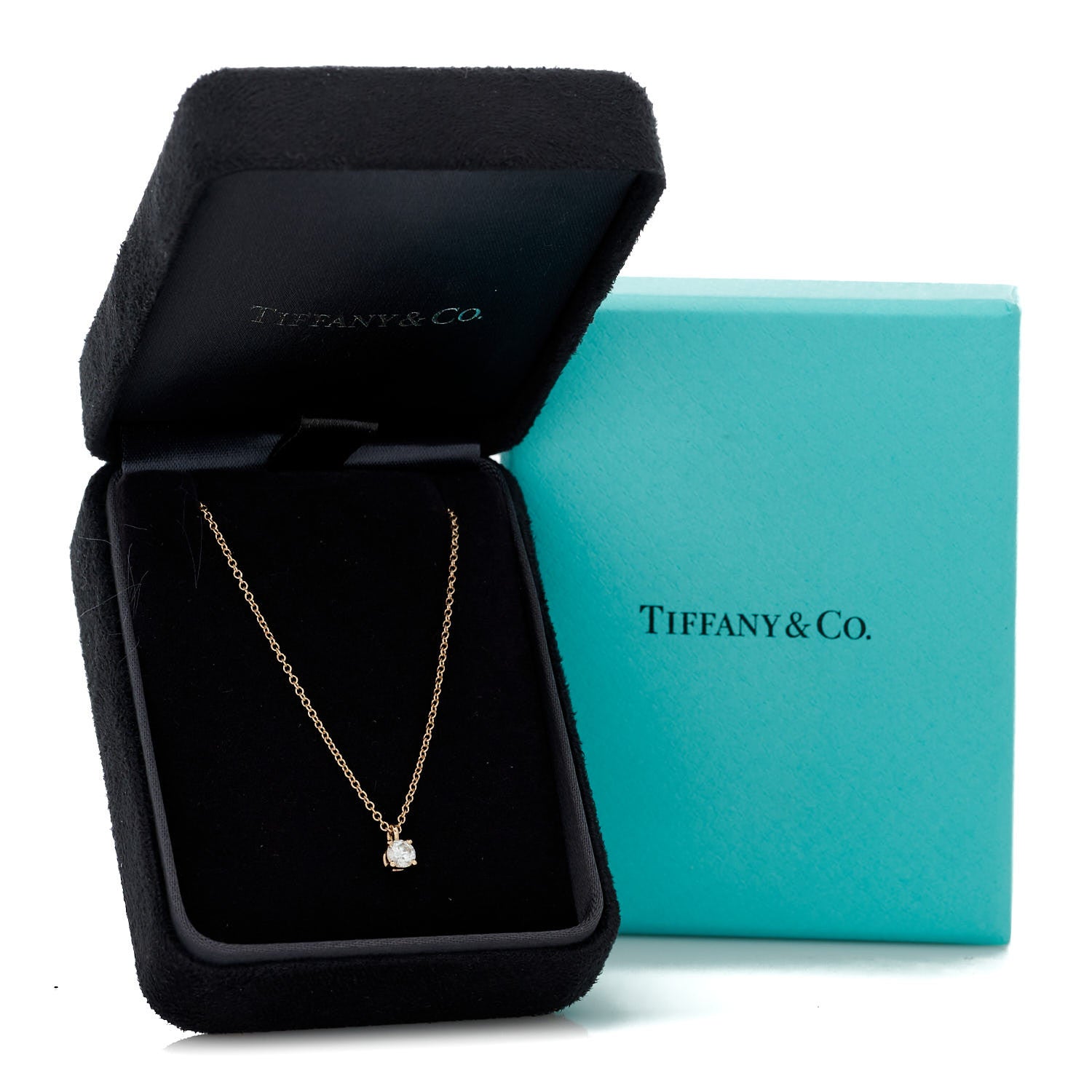 Tiffany 18K Rose Gold Diamond .17ct Solitaire Pendant Necklace 6 of 6