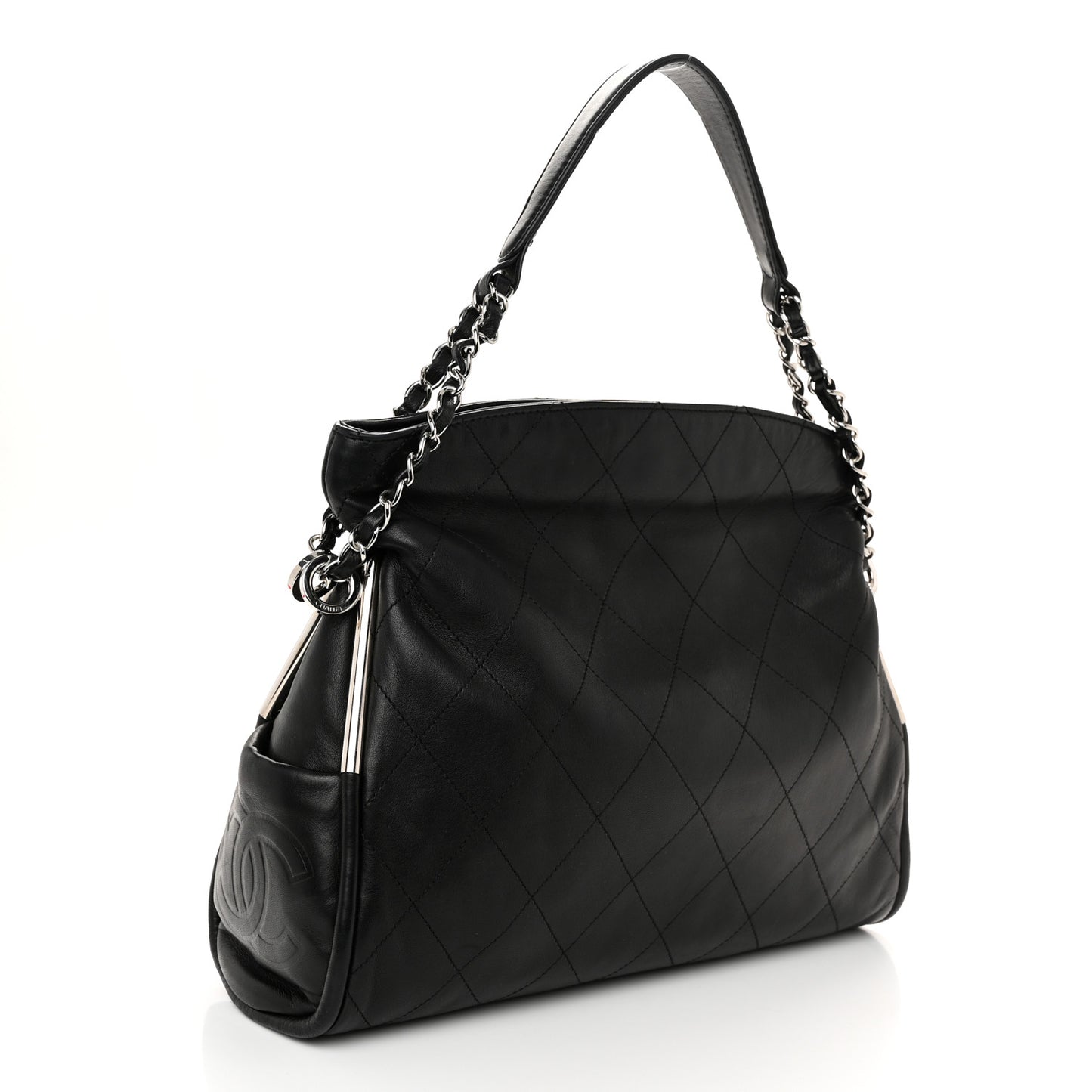 Lambskin Stitched Medium Ultimate Soft Tote Black