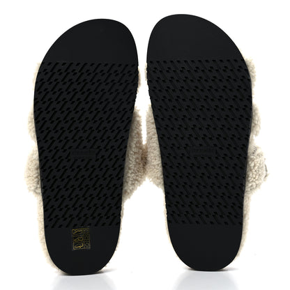 Hermes Woolskin Womens Chypre Sandals 40.5 Ecru 5 of 9
