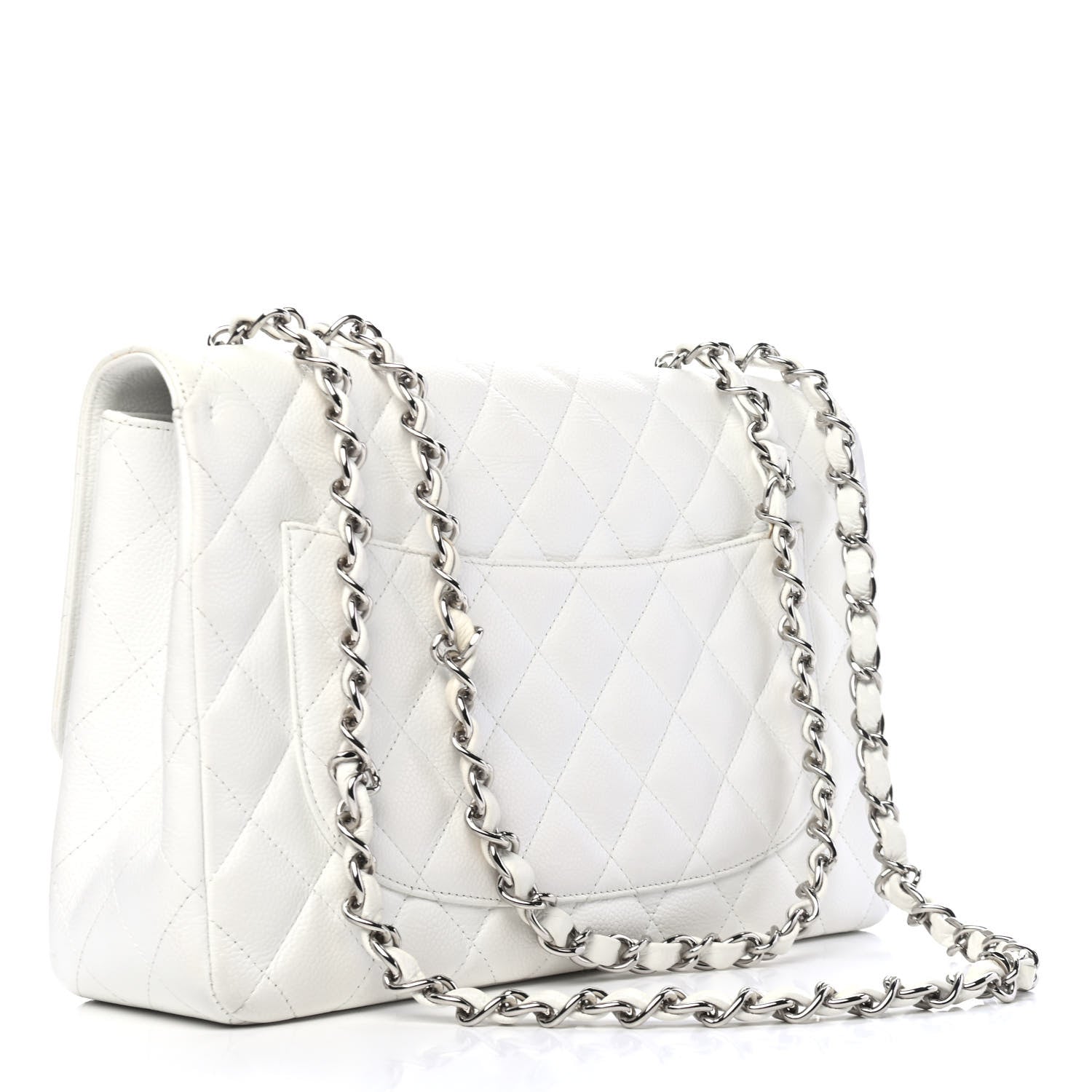 Chanel Caviar Quilted Jumbo Single Flap White 2 of 6
