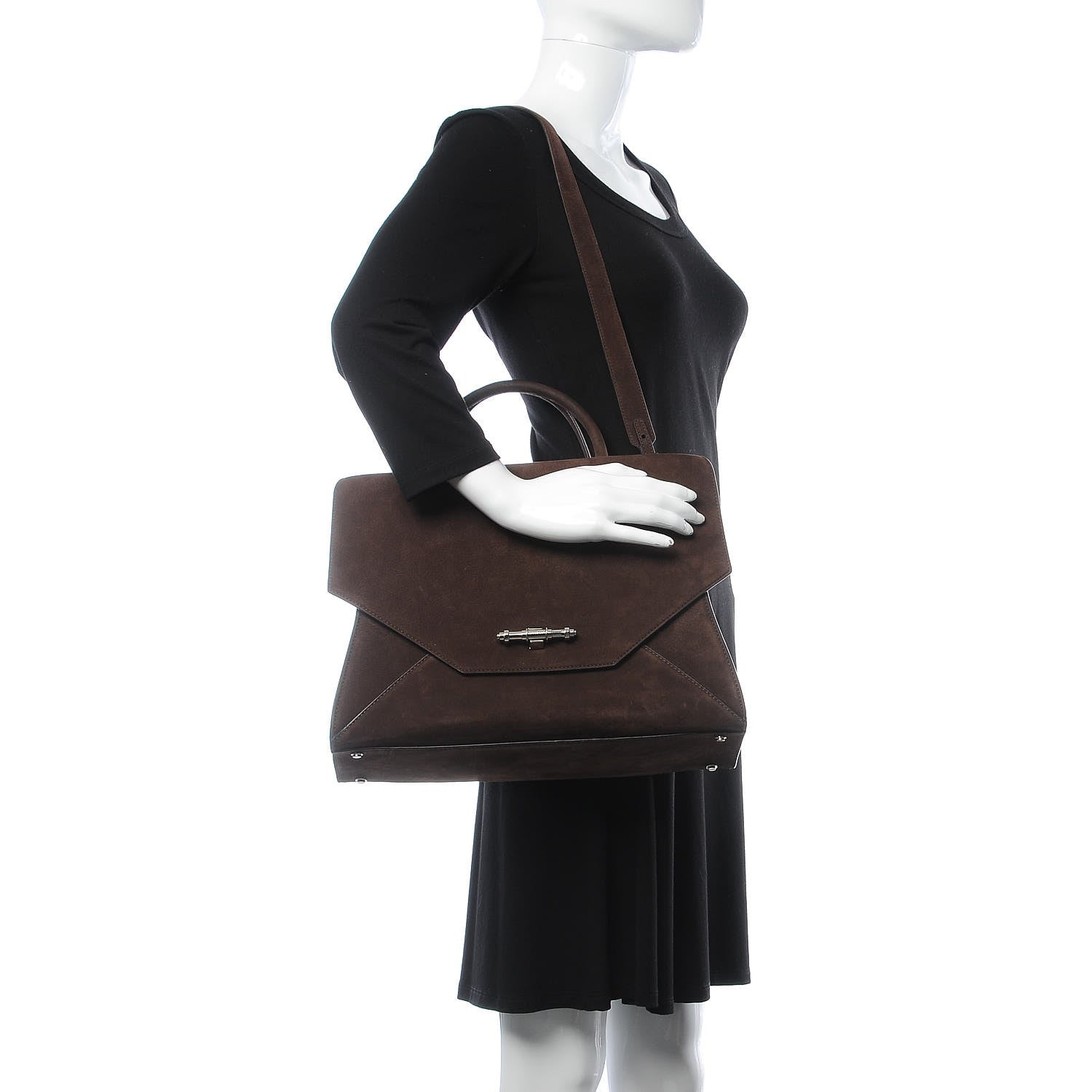 Givenchy Suede Medium Obsedia Satchel Brown 2 of 10