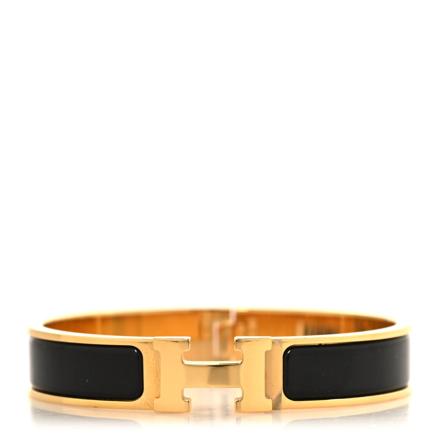Enamel Narrow Clic Clac H Bracelet PM Black