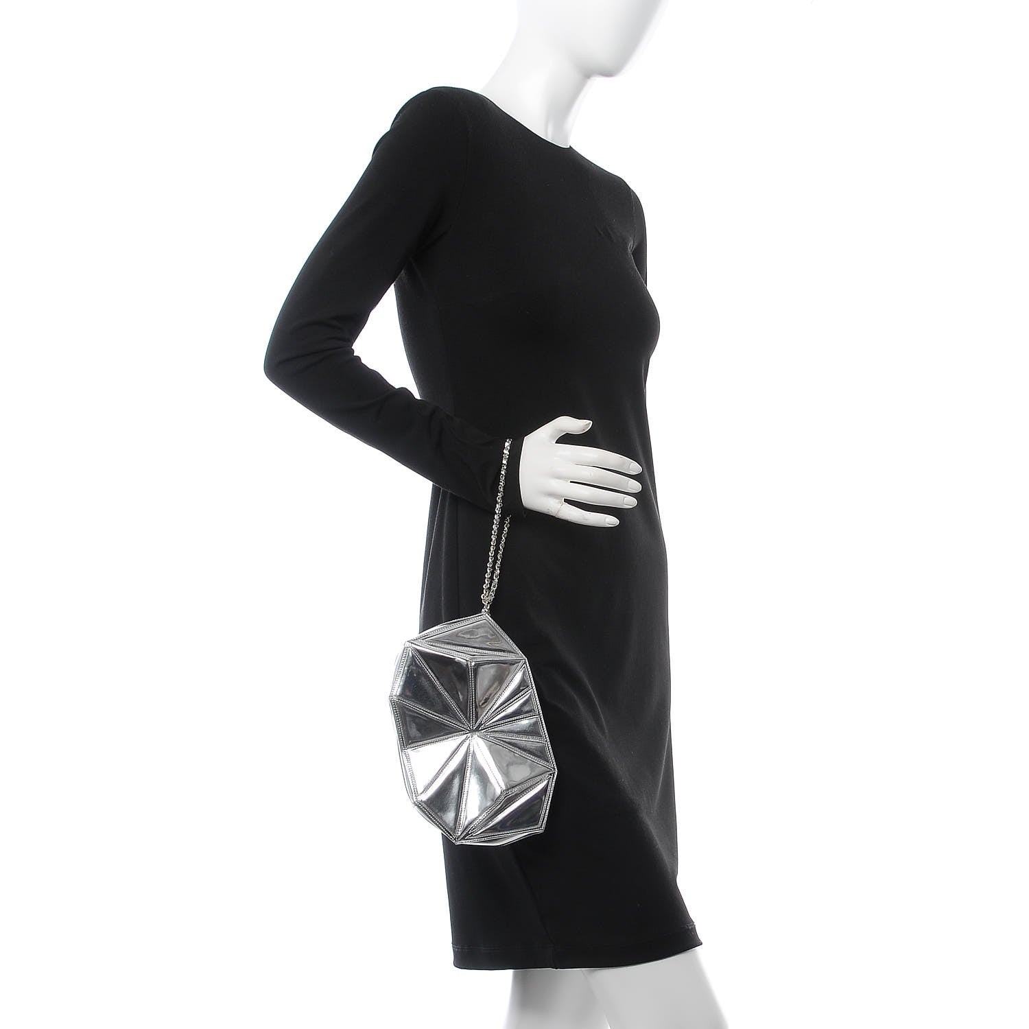 Chanel Patent Midnight Swim Wristlet Clutch Silver 2 of 8