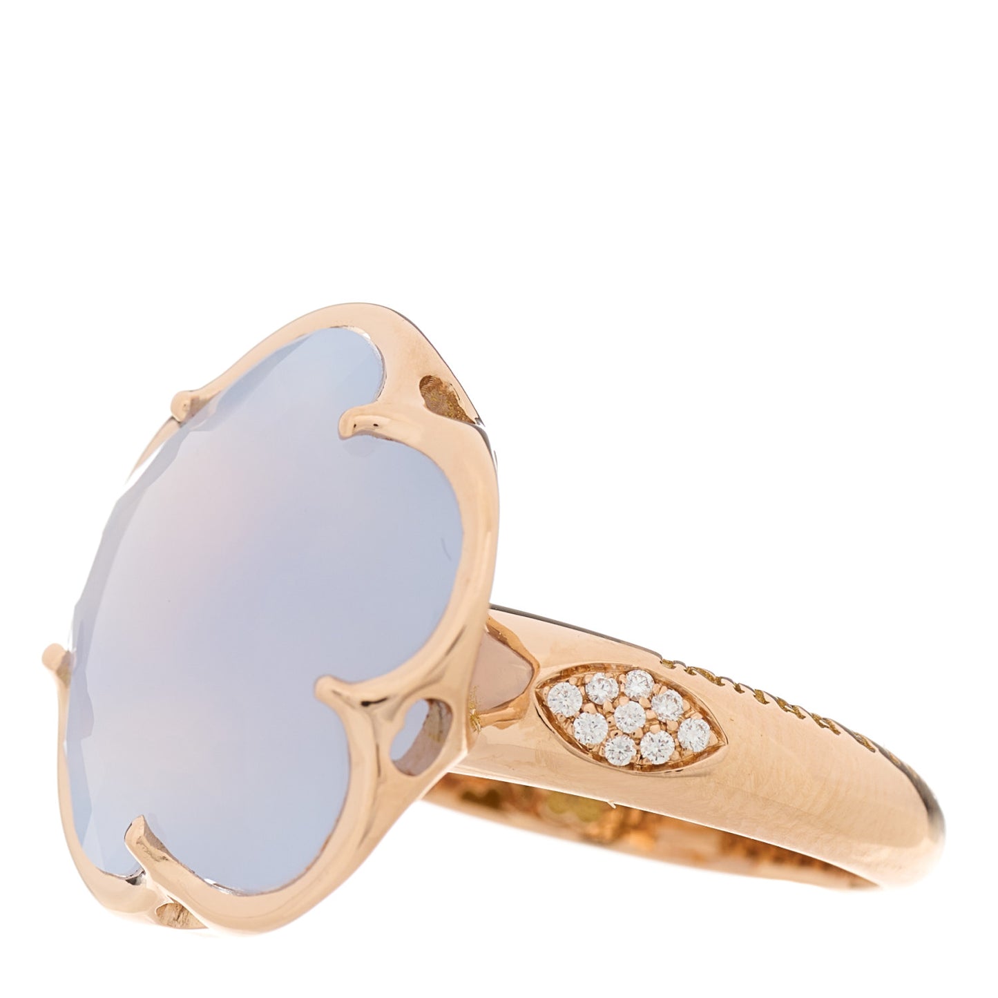 18K Rose Gold Diamond Chalcedony Bon Ton Ring 55 7.25