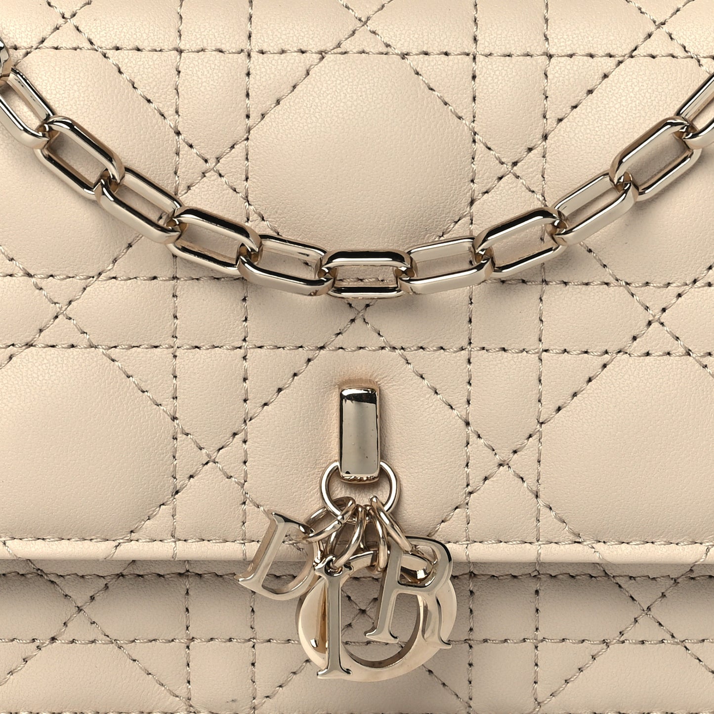 Lambskin Chain Lady My Dior Mini Chain Pouch Caramel Beige