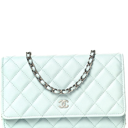 Chanel Caviar Quilted Wallet On Chain WOC Light Blue 9 of 11