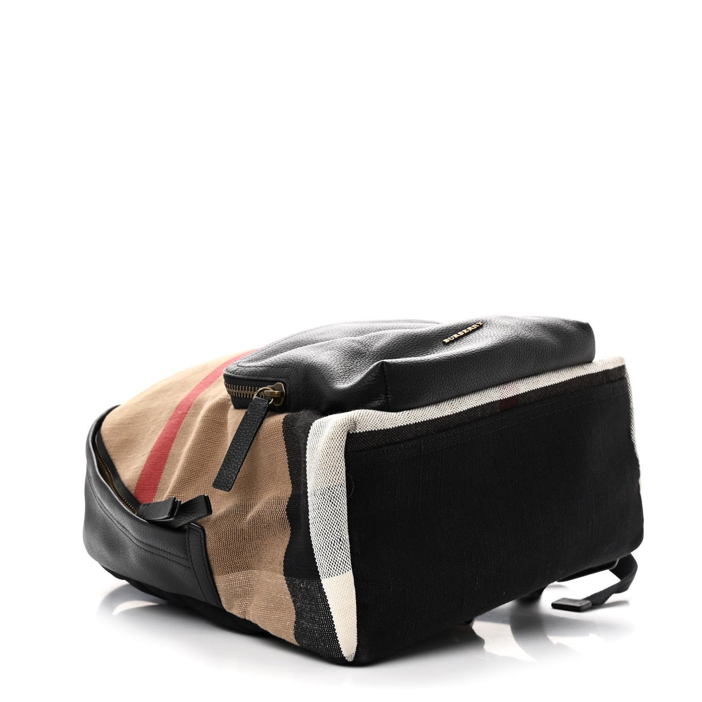 Mega Check Calfskin Abbeydale Simple Backpack Black Camel