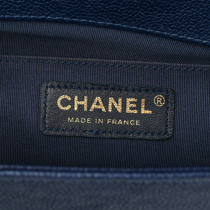 Chanel Caviar Chevron Quilted Medium Boy Flap Navy 6 of 11