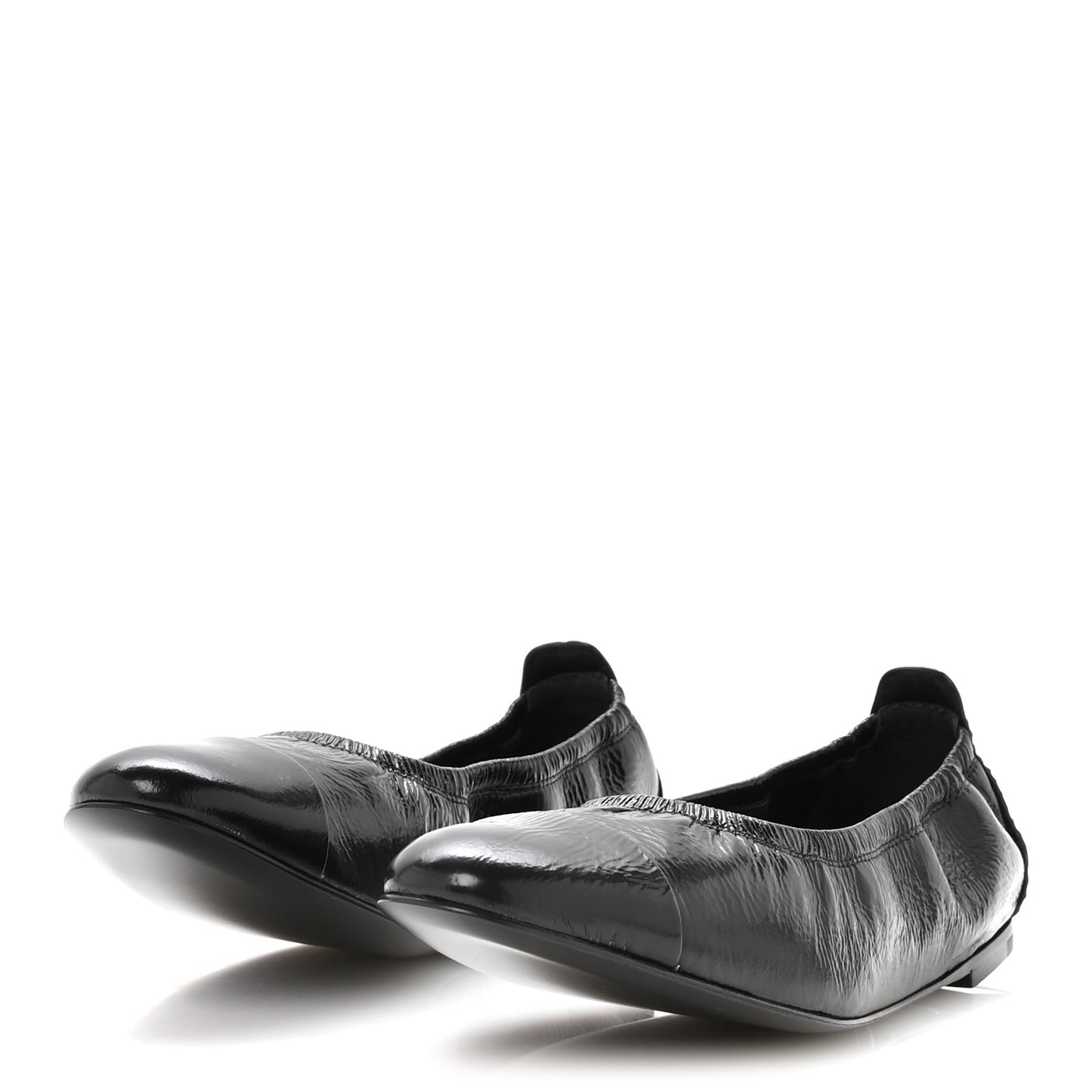 Lambskin Shiny Goatskin Calfskin Ballerina Flats 39.5 Black