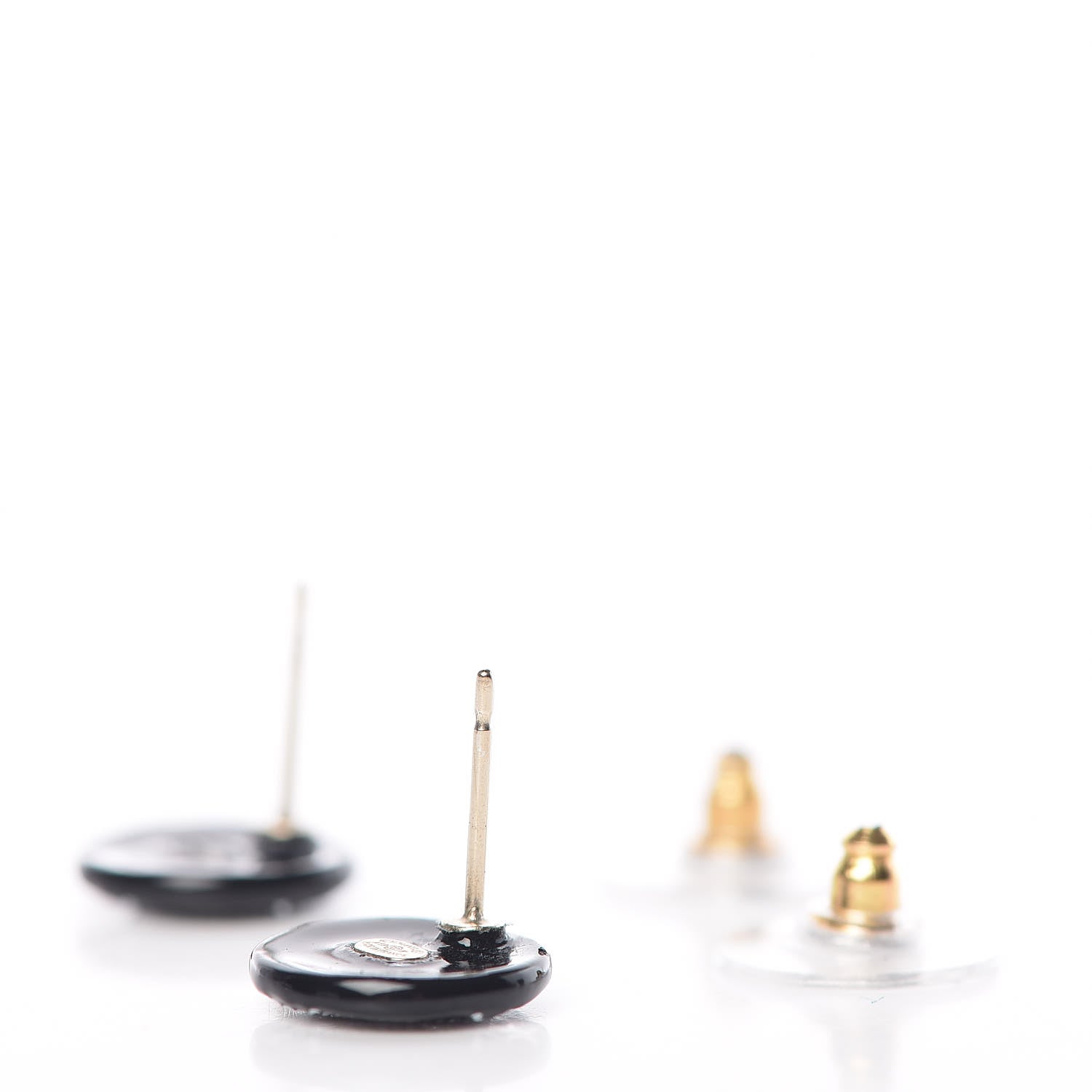 Chanel Resin Crystal CC Earrings Black 3 of 5