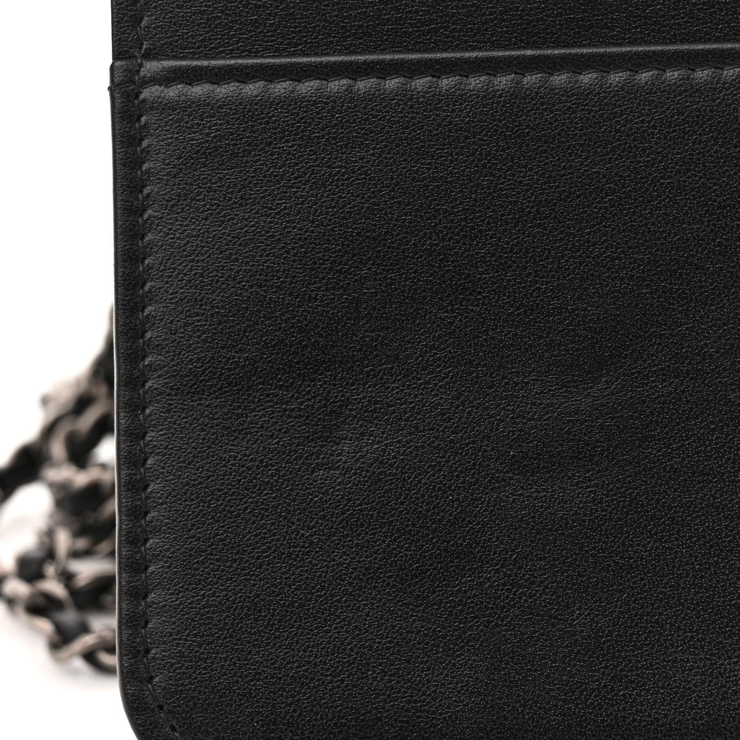 Aged Calfskin Quilted Gabrielle Wallet On Chain WOC Black