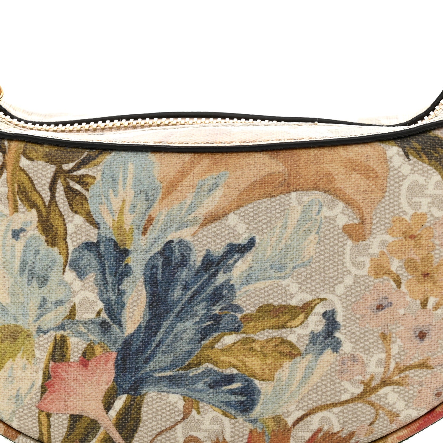 Gucci GG Supreme Monogram Water Flora Web Mini Ophidia Half Moon Hobo Beige White Multicolor 8 of 11