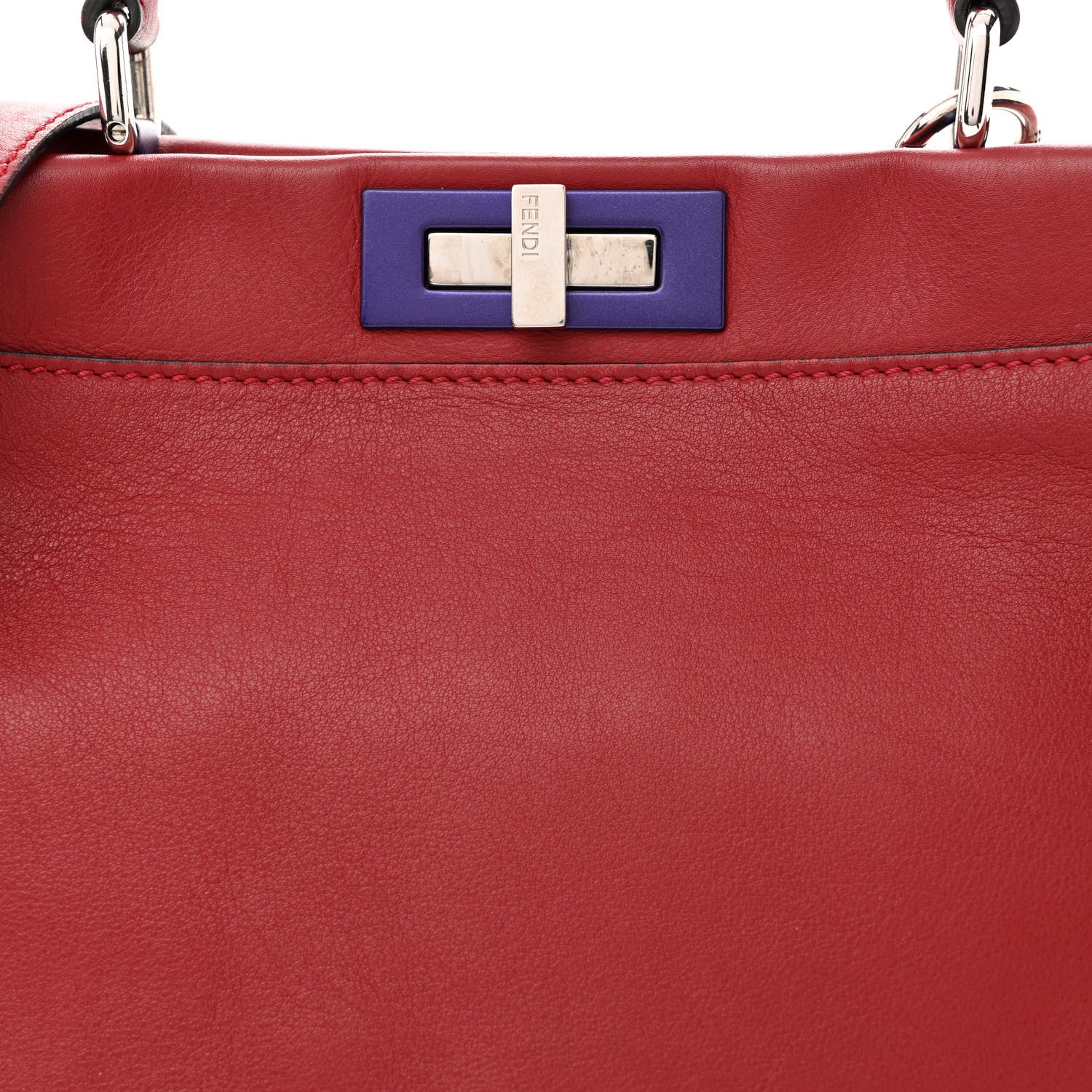 Fendi Vitello Seta Shiny Nappa Medium Peekaboo Iconic Satchel Ribes Azzurro Polvere 9 of 14
