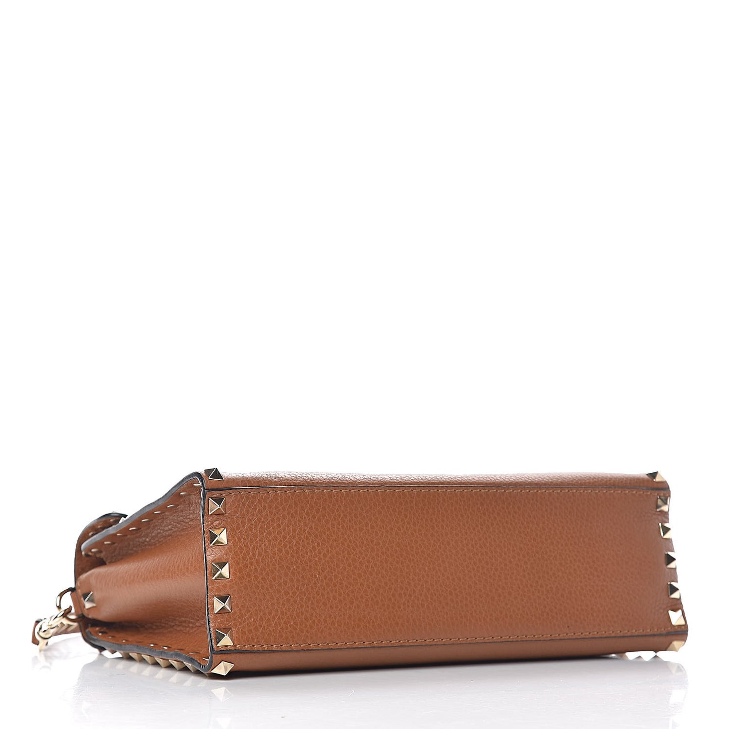 Pebbled Calfskin Small Rockstud Single Handle Flap Bag Light Cuir