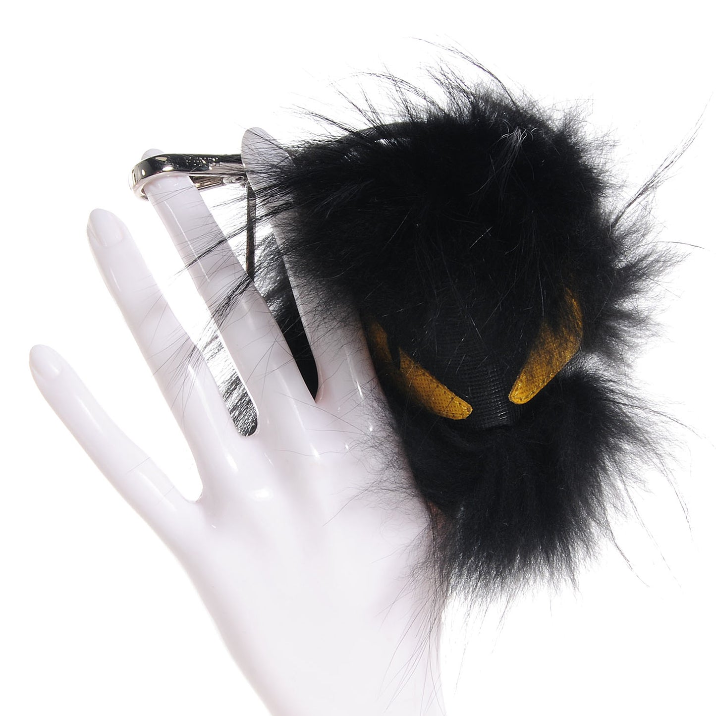 Vitello Elite Fox Fur Fusto Monster Bag Bug Charm Black Yellow