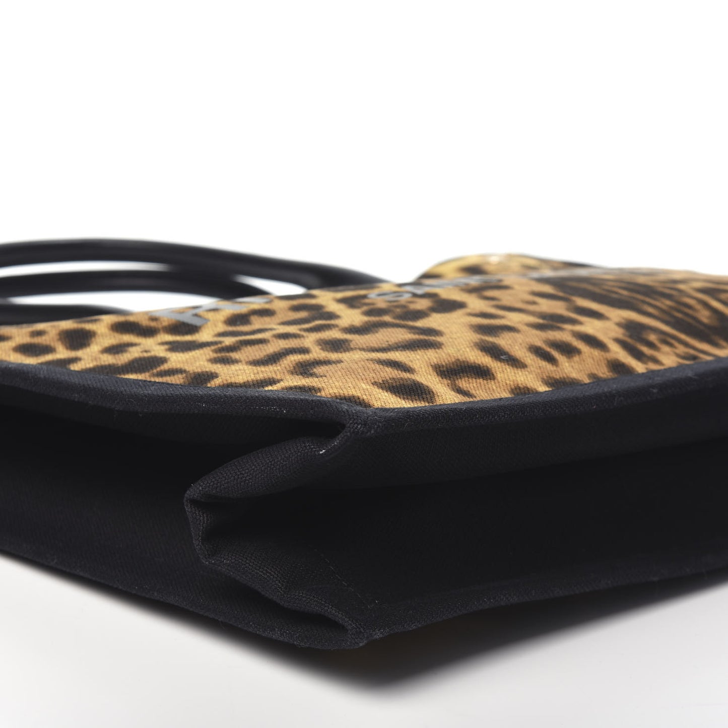 Canvas Calfskin Leopard Print Rive Gauche Noe Tote Natural Black