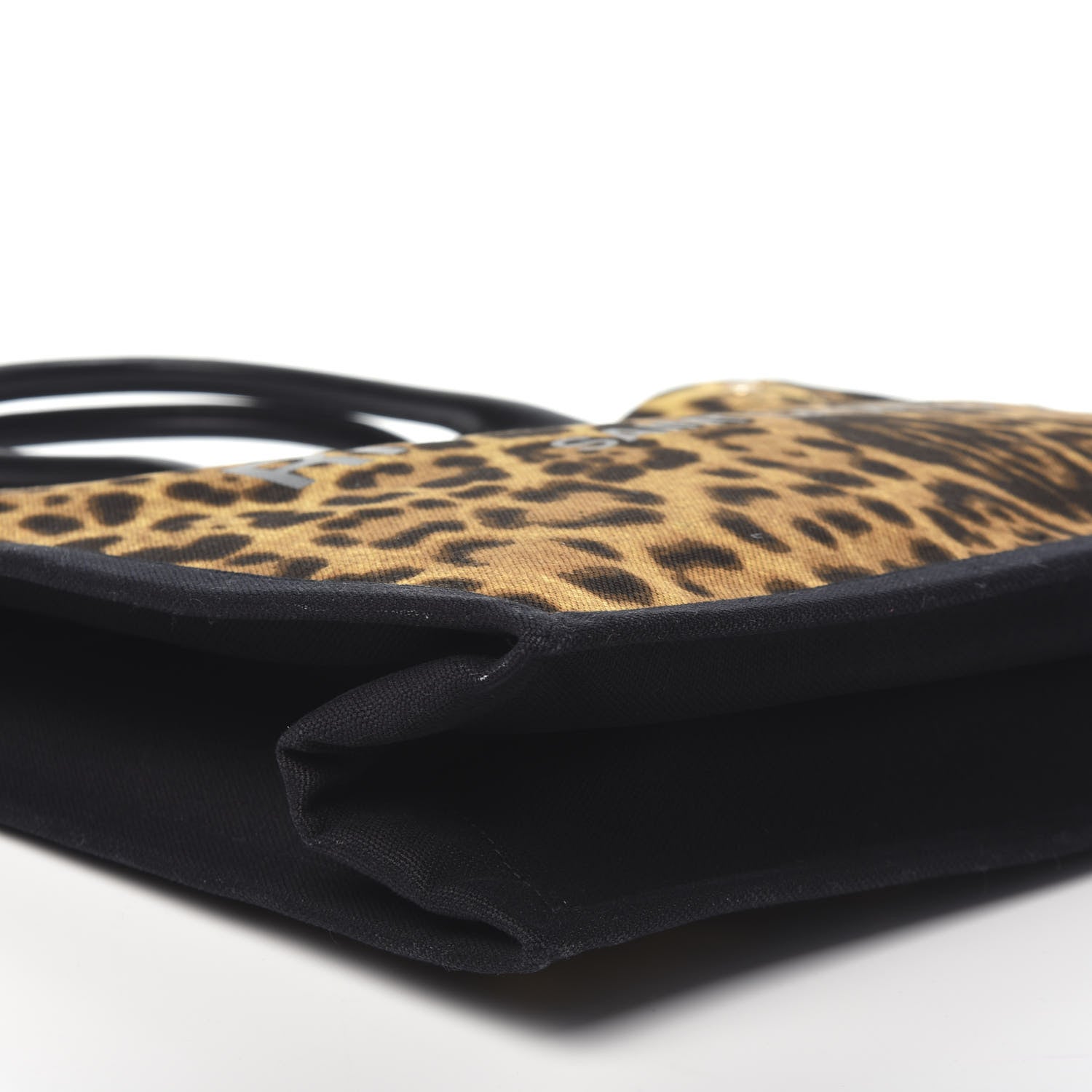 Saint Laurent Canvas Calfskin Leopard Print Rive Gauche Noe Tote Natural Black 8 of 9
