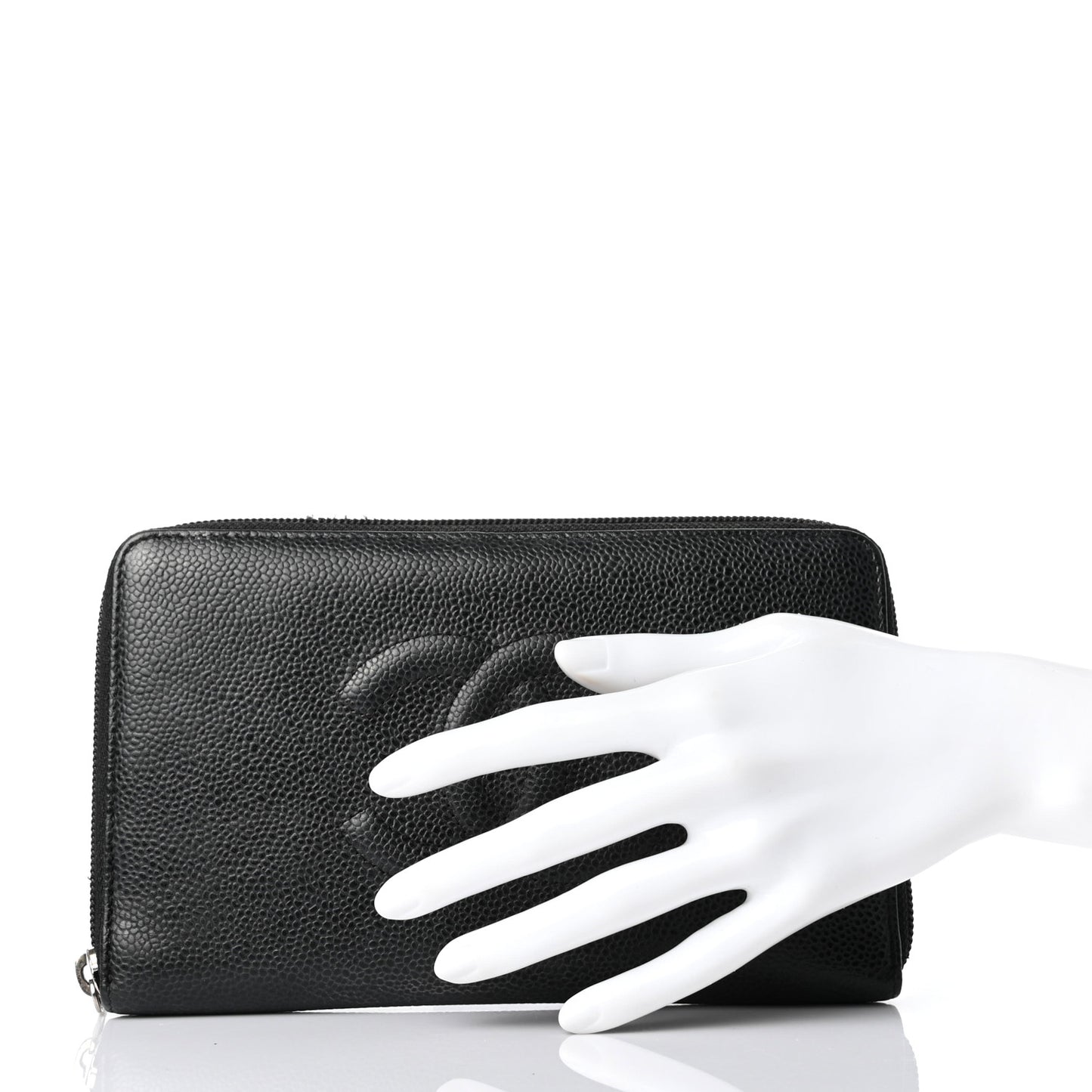 Caviar Large Timeless CC Zip Around Organizer Wallet Black