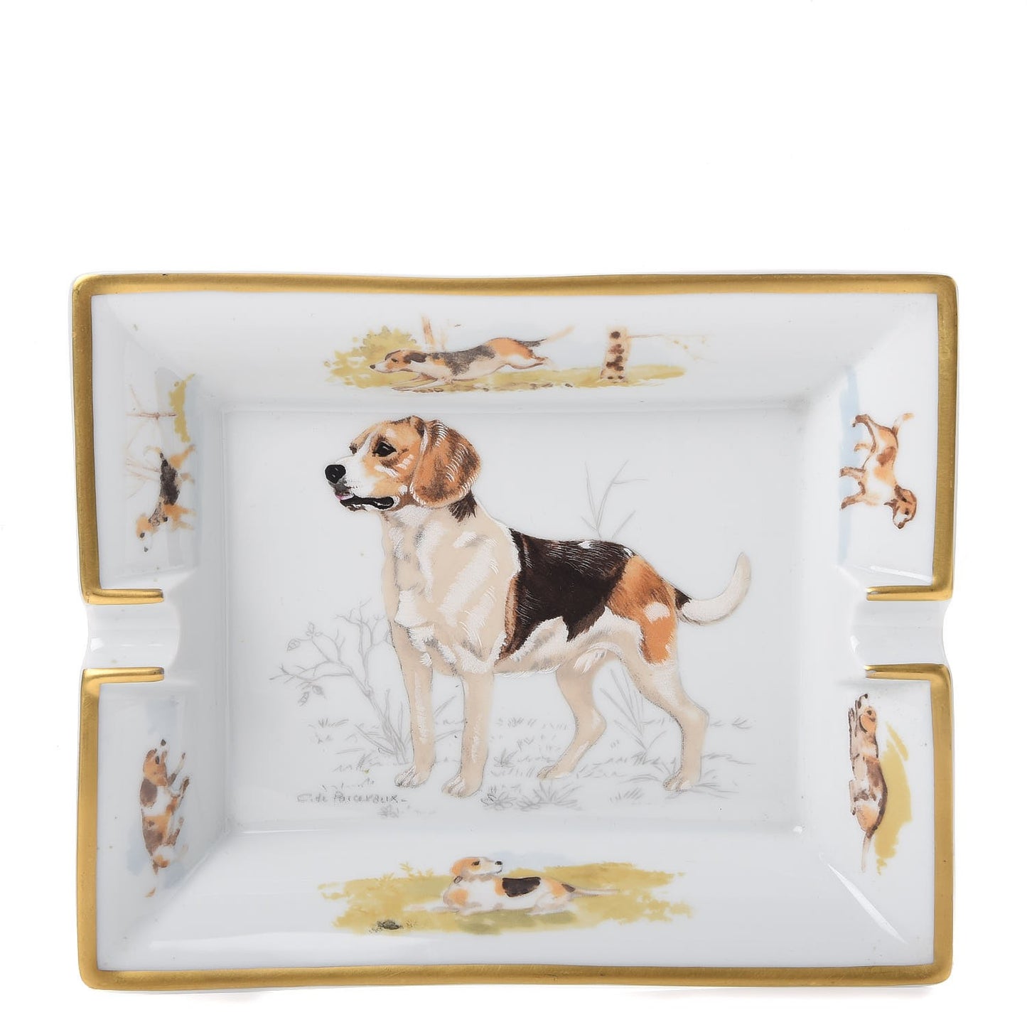 Porcelain Printed Beagle Ashtray