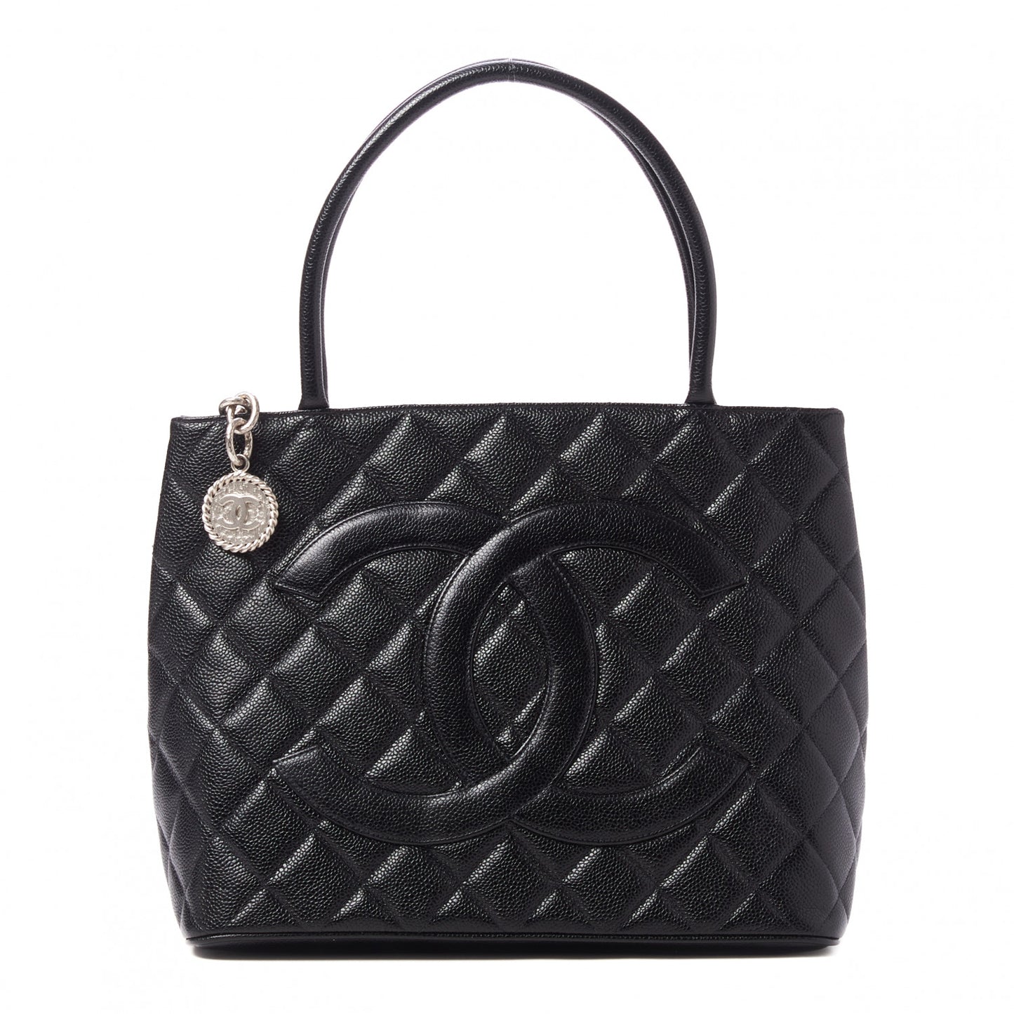 Caviar Quilted Medallion Tote Black