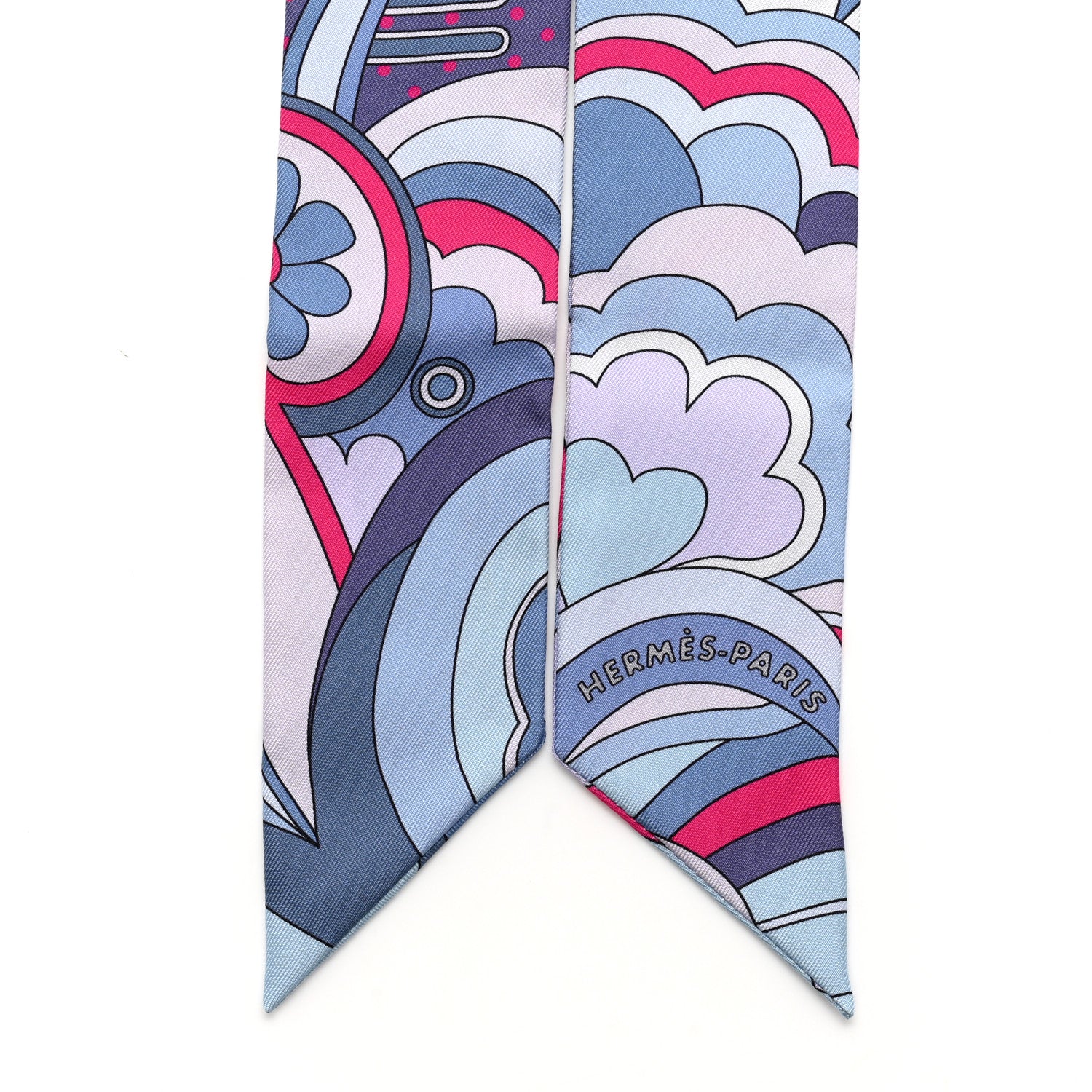 Hermes Silk Faubourg Rainbow Twilly Blue Jean Rose Vif 2 of 4