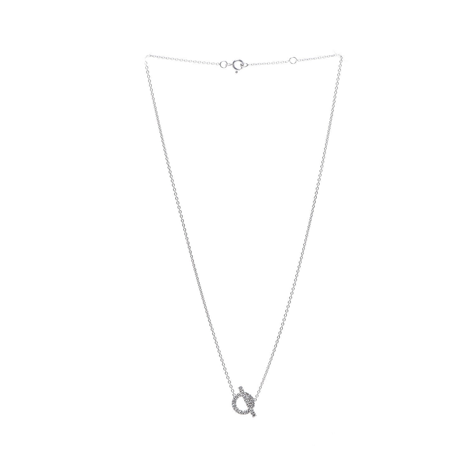 Hermes 18K White Gold Diamond Finesse Pendant Necklace 2 of 6