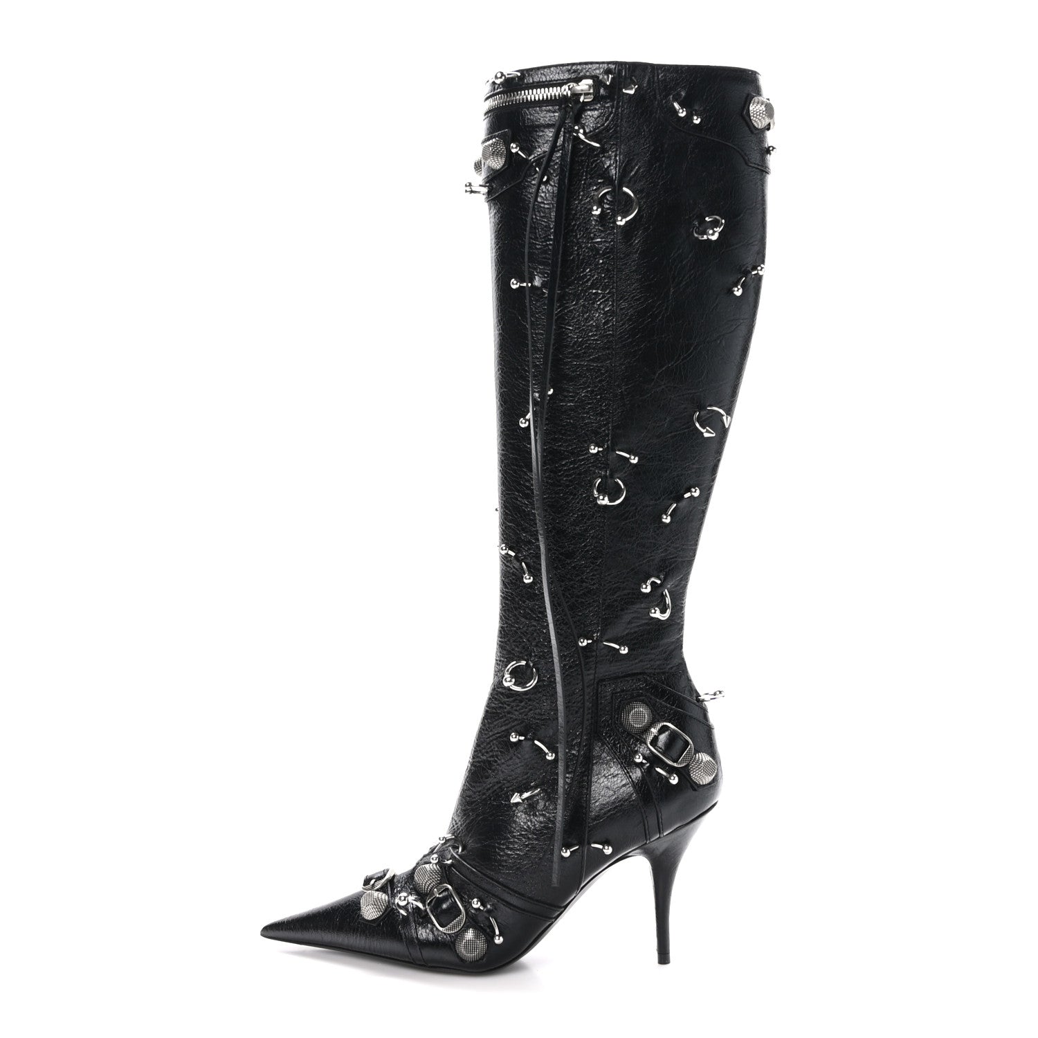 Balenciaga Agneau Arena Piercing Cagole 90mm Boots 37 Black Silver 1 of 8