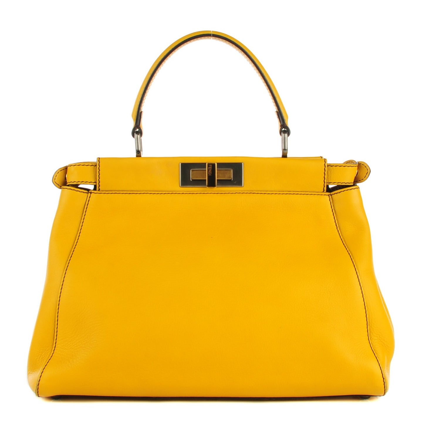 Vitello Zucca Large Peekaboo Iconic Satchel Yellow Tobacco