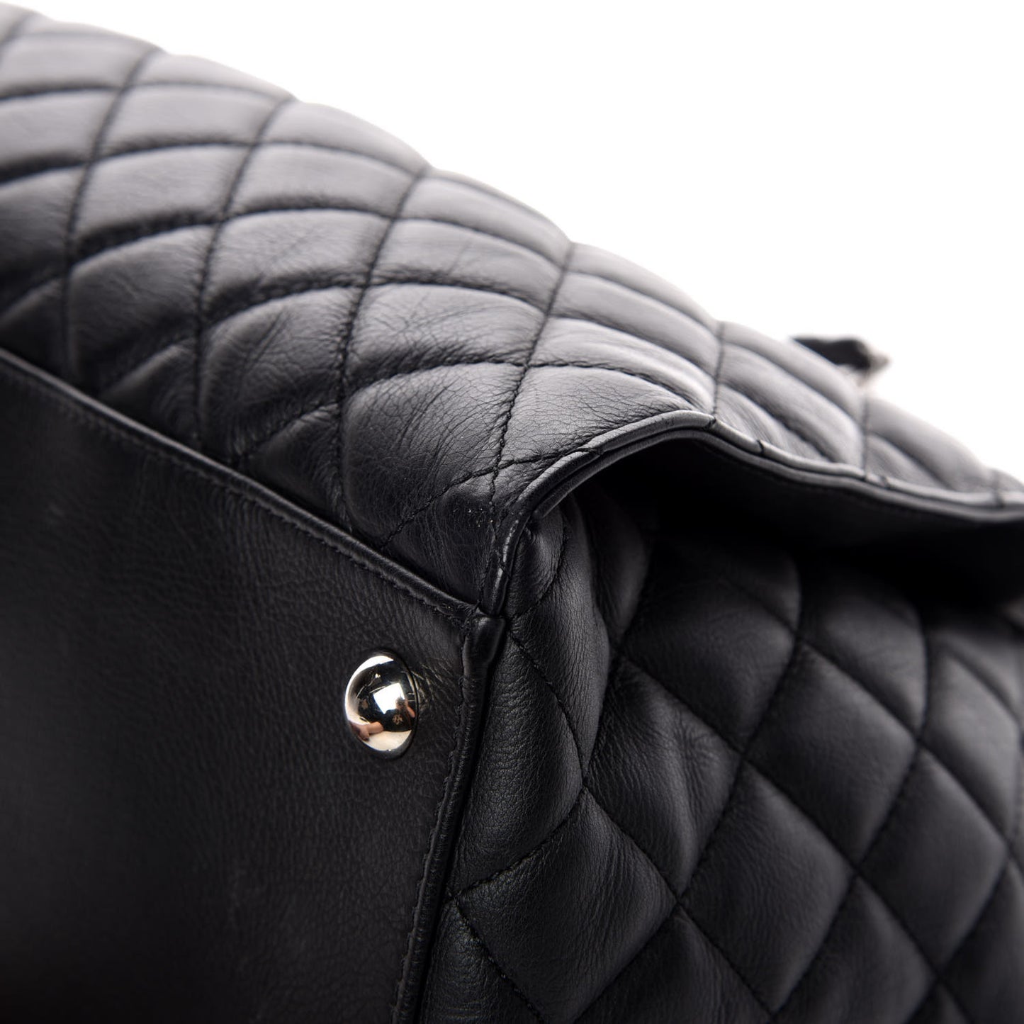 Calfskin Quilted Large Chic and Soft Shopping Tote Black