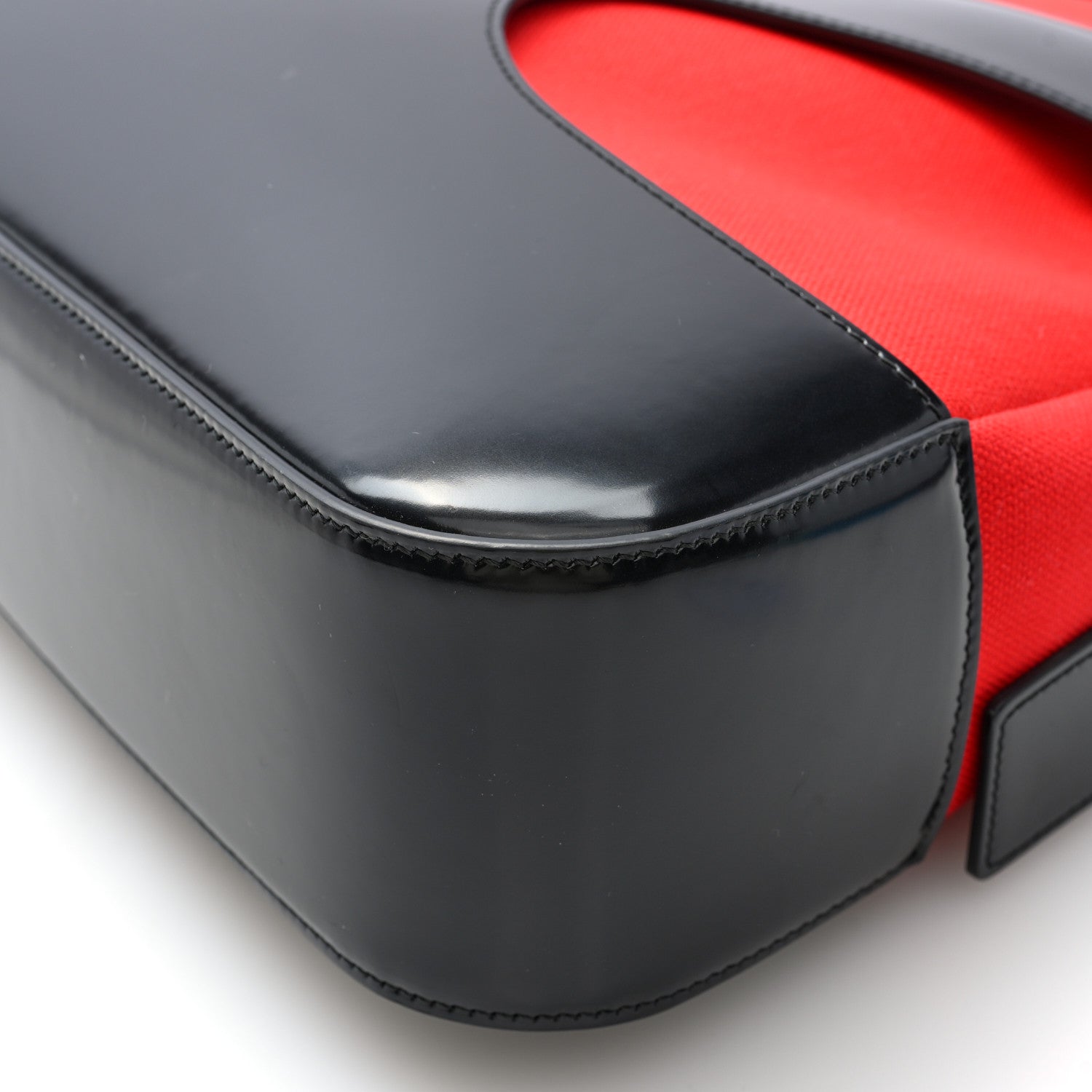 Salvatore Ferragamo Brushed Calfskin Canvas Cut Out Shoulder Bag Black Flame Red 9 of 9