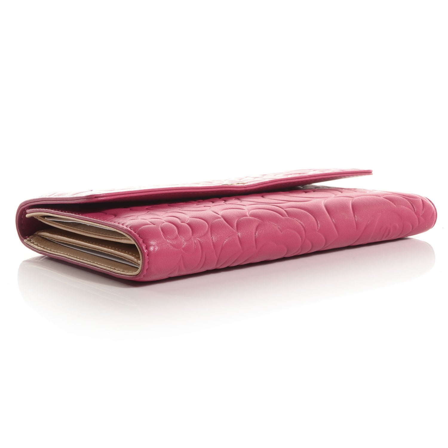 Chanel Lambskin Camellia Large Flap Wallet Fuchsia 4 of 9