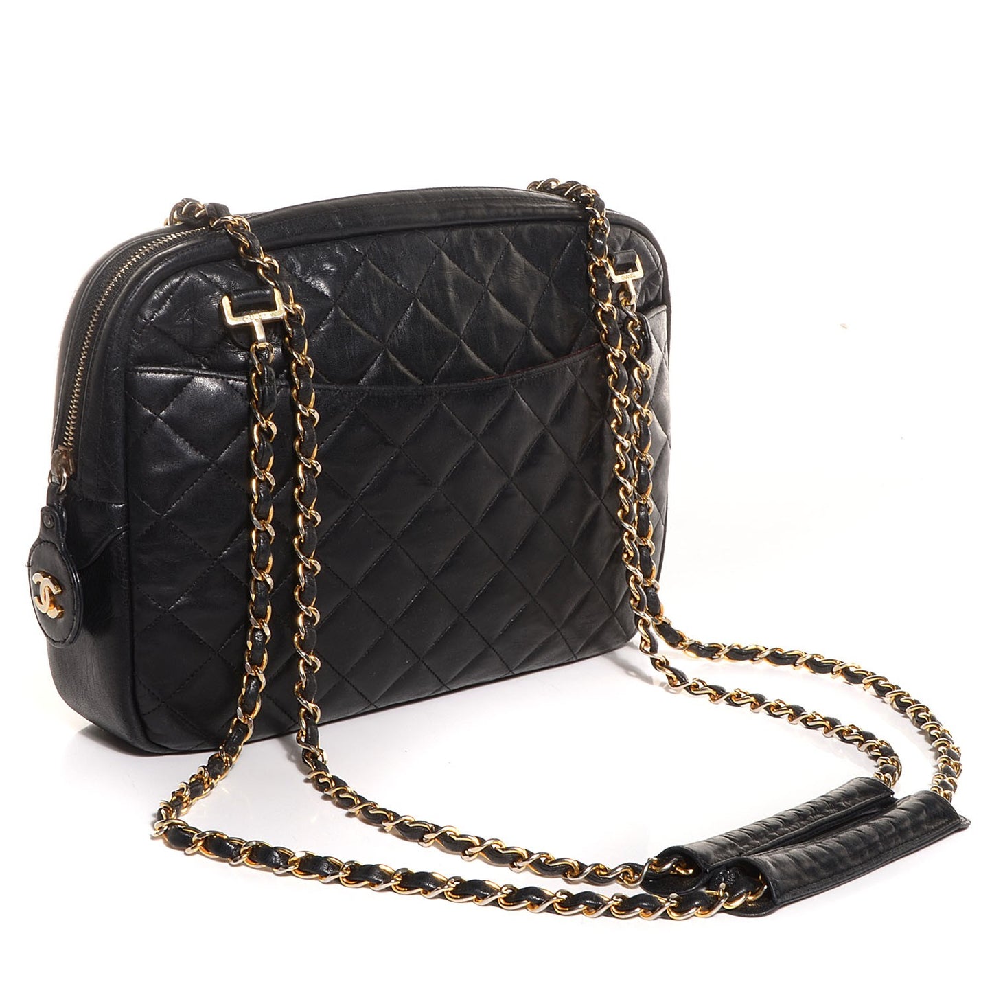Lambskin Quilted Camera Case Black