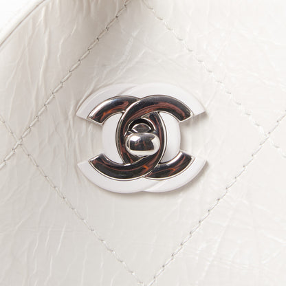 Chanel Aged Calfskin Stitched Shoulder Bag White 7 of 9