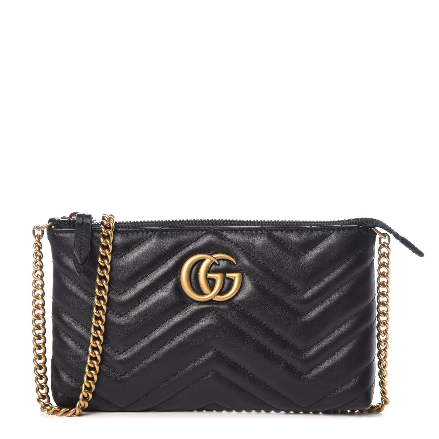 Calfskin Matelasse Mini GG Marmont Chain Bag Black