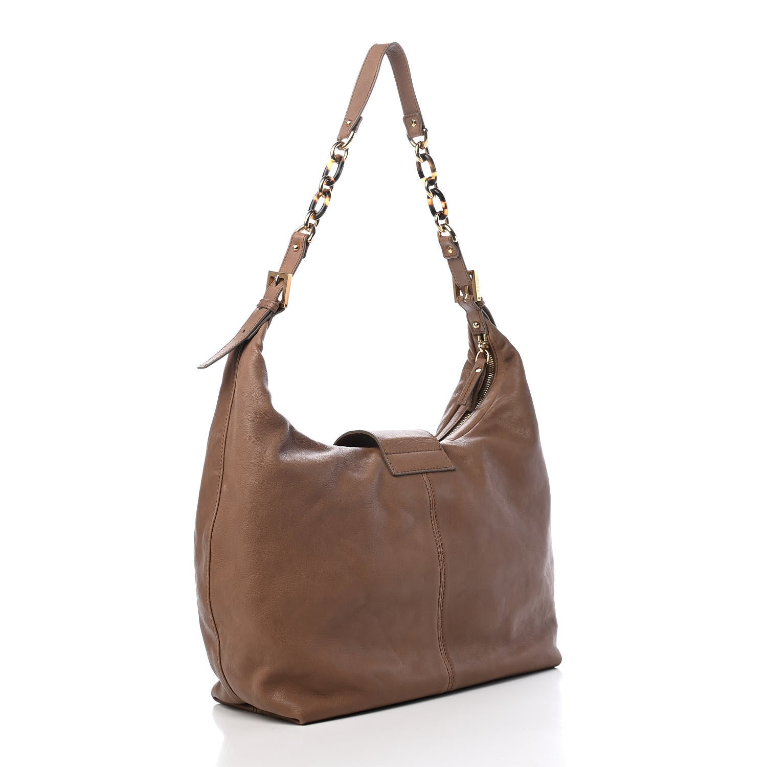 Fendi Metallic Calfskin Forever Hobo Brown 2 of 8