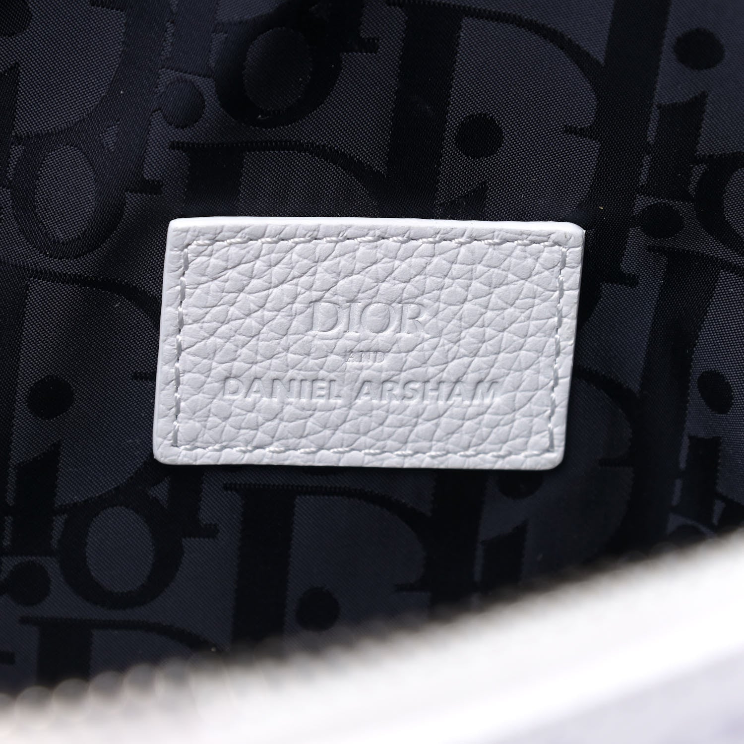 Christian Dior X DANIEL ARSHAM Grained Calfskin Newspaper Print Saddle Bag White 5 of 8