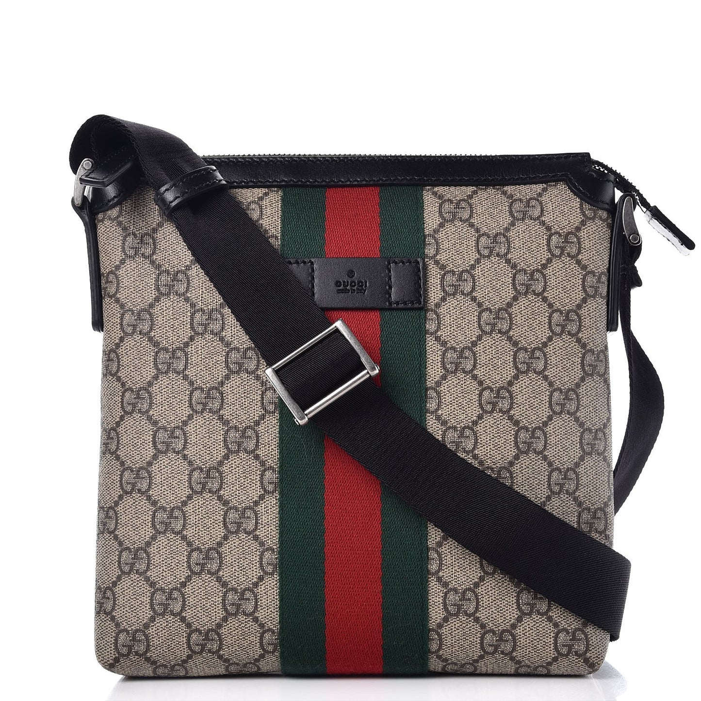 GG Supreme Monogram Web Messenger Bag Black