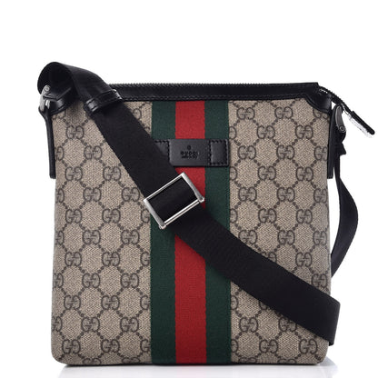 Gucci GG Supreme Monogram Web Messenger Bag Black 1 of 7