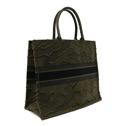 Christian Dior Canvas Embroidered Camouflage Large Book Tote Green 3 of 10