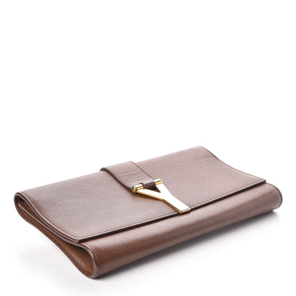 Saint Laurent Textured Calfskin Y Ligne Clutch Brown 4 of 14
