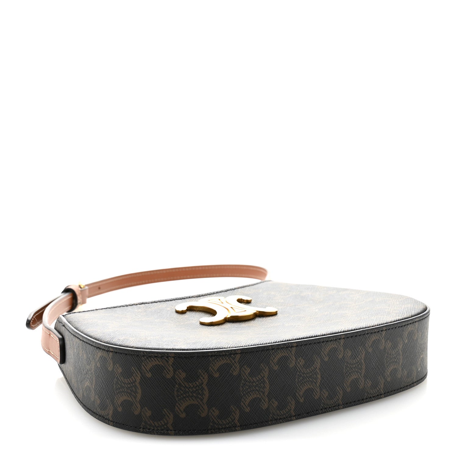 Celine Triomphe Canvas Calfskin Medium Tilly Triomphe Shoulder Bag Tan 4 of 12