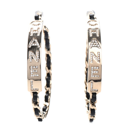 Chanel Metal Lambskin Crystal Sergeant Chanel Hoop Earrings Gold 1 of 4